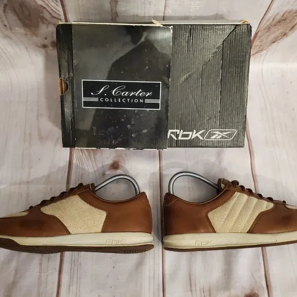 Reebok Rbk S. Carter Collection Leather Sneaker, Kids 5 1/2, Brown/Tan - Picture 8 of 10